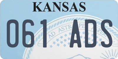 KS license plate 061ADS