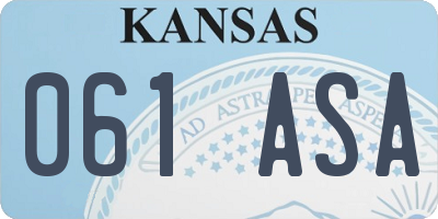 KS license plate 061ASA