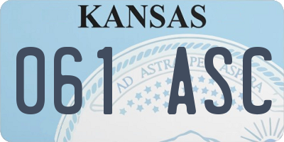 KS license plate 061ASC