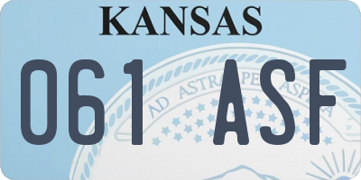 KS license plate 061ASF