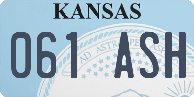 KS license plate 061ASH