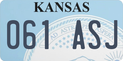 KS license plate 061ASJ