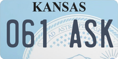 KS license plate 061ASK