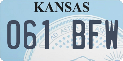 KS license plate 061BFW