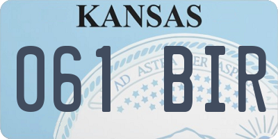 KS license plate 061BIR