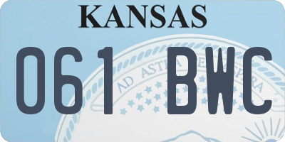 KS license plate 061BWC