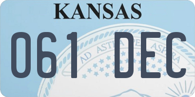 KS license plate 061DEC