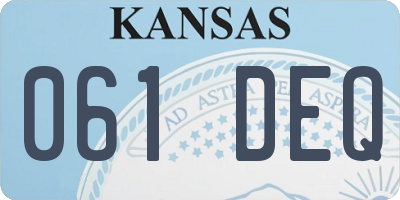 KS license plate 061DEQ