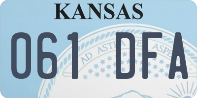 KS license plate 061DFA
