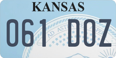 KS license plate 061DOZ