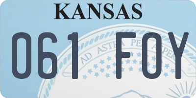 KS license plate 061FOY