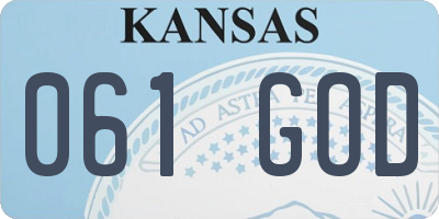 KS license plate 061GOD