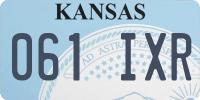 KS license plate 061IXR