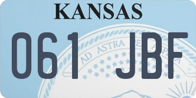 KS license plate 061JBF