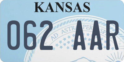 KS license plate 062AAR