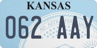 KS license plate 062AAY