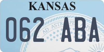 KS license plate 062ABA