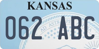 KS license plate 062ABC