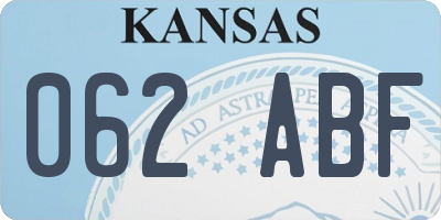 KS license plate 062ABF