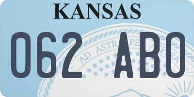 KS license plate 062ABO