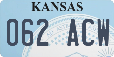 KS license plate 062ACW