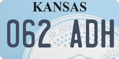 KS license plate 062ADH