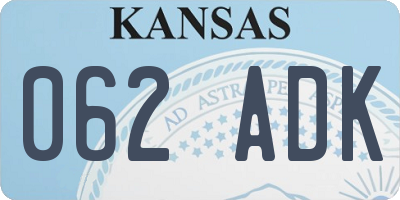 KS license plate 062ADK
