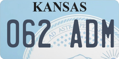 KS license plate 062ADM