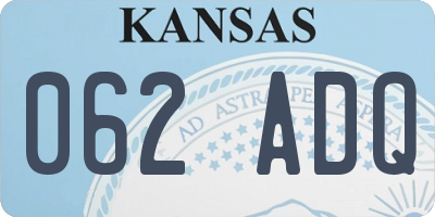 KS license plate 062ADQ