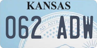 KS license plate 062ADW