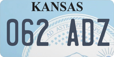 KS license plate 062ADZ