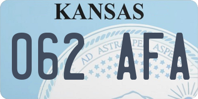 KS license plate 062AFA