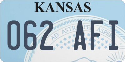 KS license plate 062AFI