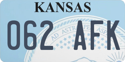 KS license plate 062AFK