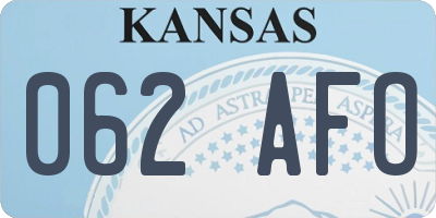 KS license plate 062AFO