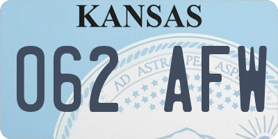 KS license plate 062AFW