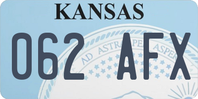 KS license plate 062AFX