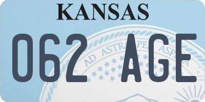 KS license plate 062AGE