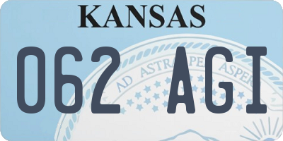 KS license plate 062AGI