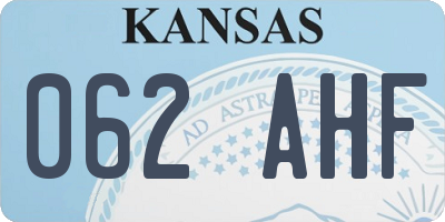 KS license plate 062AHF