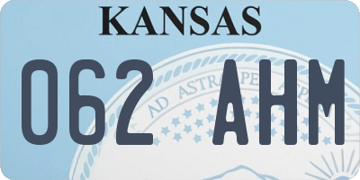 KS license plate 062AHM