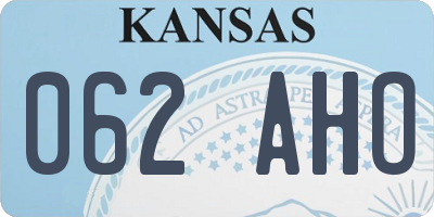 KS license plate 062AHO