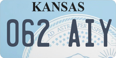 KS license plate 062AIY