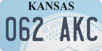 KS license plate 062AKC