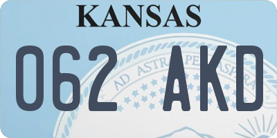 KS license plate 062AKD