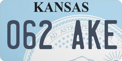KS license plate 062AKE