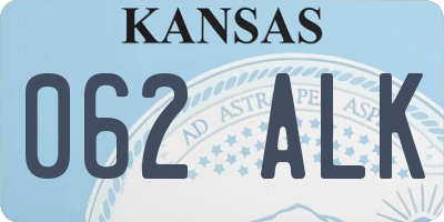 KS license plate 062ALK