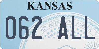 KS license plate 062ALL