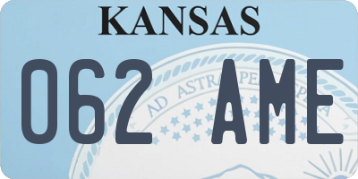 KS license plate 062AME