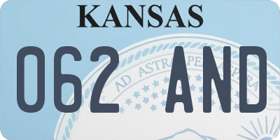 KS license plate 062AND